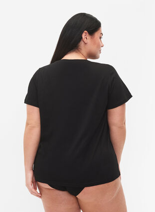 Zizzi Vrouwen Grote Maten T-shirt Katoen Ronde Hals Print Maat 42-60, Black Take The Time, Model image number 1