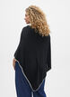 Fijngebreide poncho, Zwart, Model image number 2