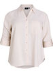 Linnen en viscose shirt met 3/4 mouwen, Beige, Packshot image number 0