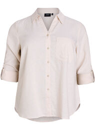 Linnen en viscose shirt met 3/4 mouwen, Beige