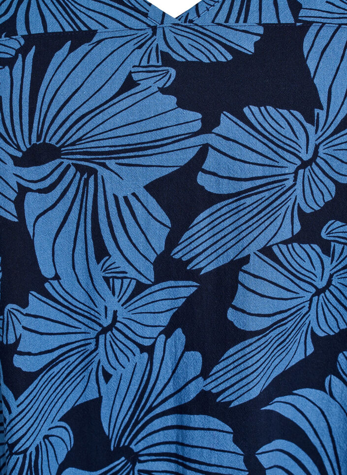 Korte a-lijn jurk met bloemenprint, Blauw, Packshot image number 2