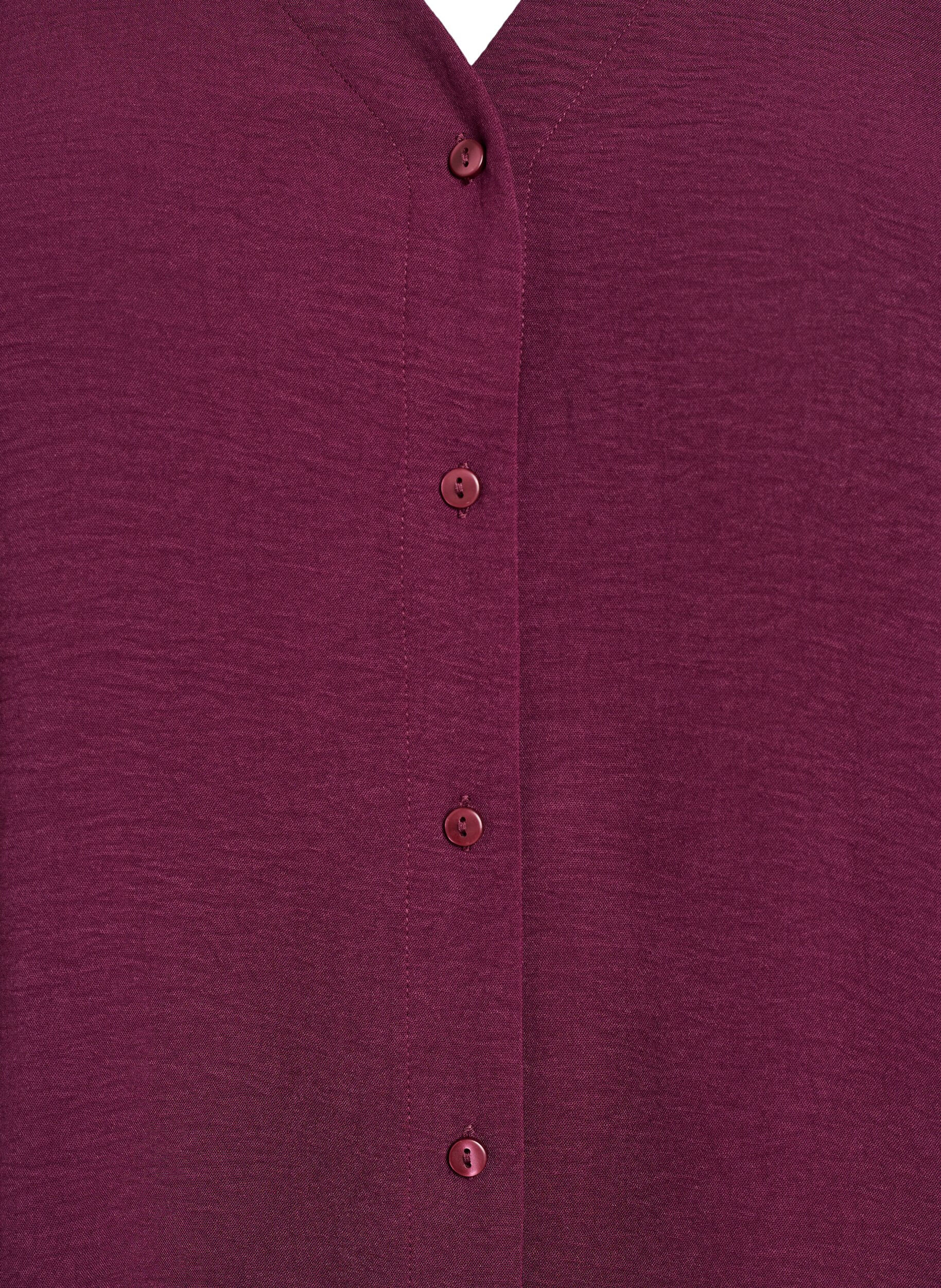 ZizziShirtblouse met V-hals en 3/4 mouwen, Rood, Packshot image number 2