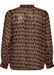Blouse met all-overprint en korte knoopsluiting, Bruin, Packshot image number 1