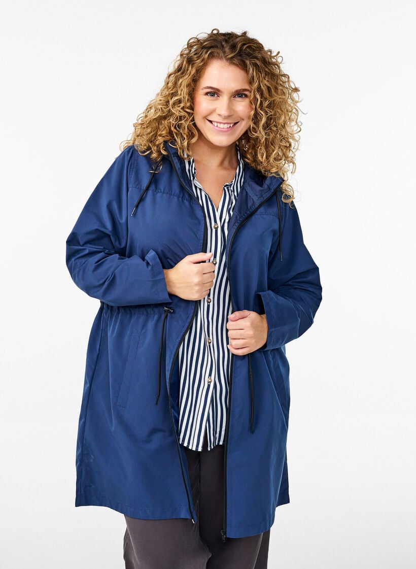 FLASH - Waterafstotende parka met capuchon, Blauw, Model image number 0