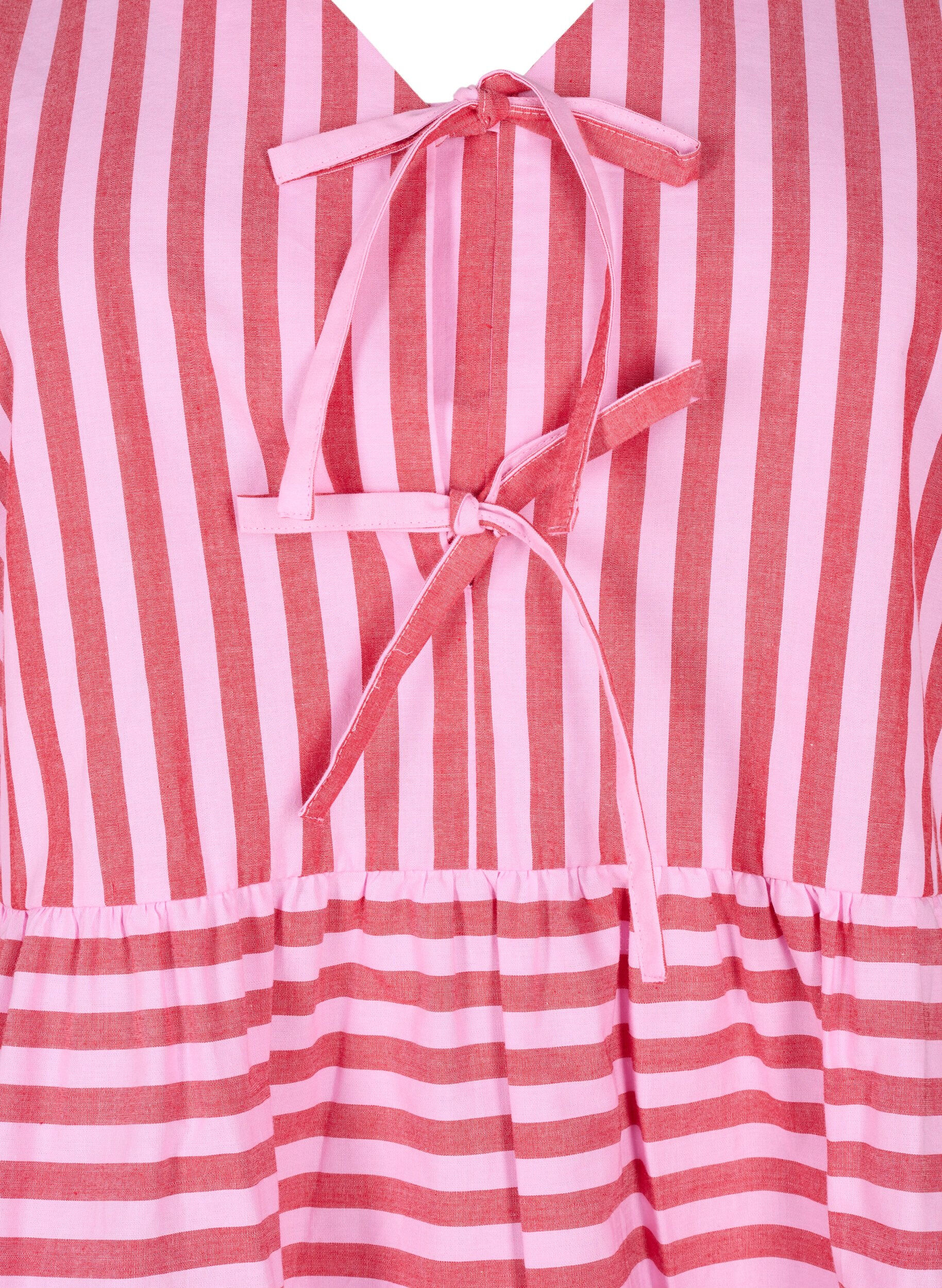 Zizzi Blouse met strepen en strikken, Rood, Packshot image number 2