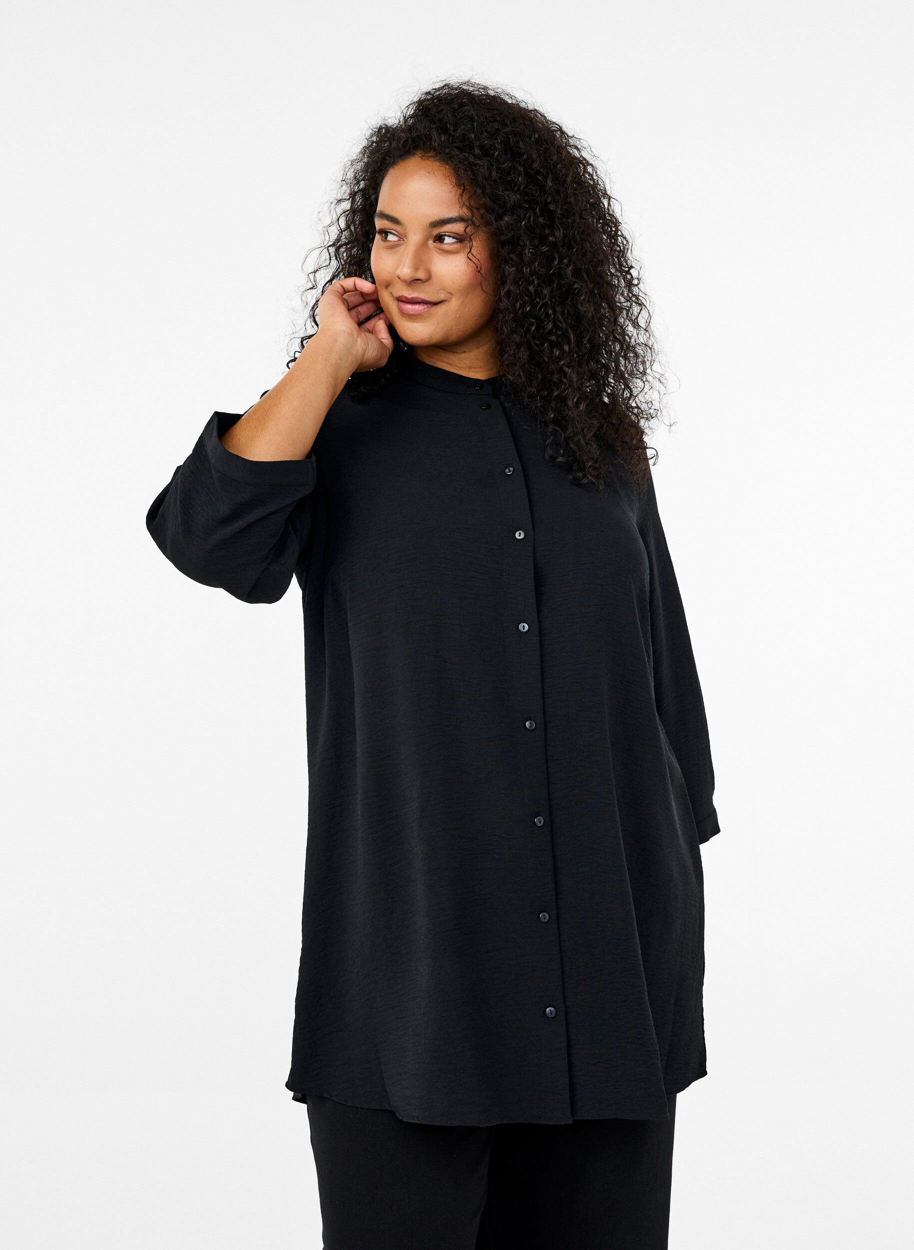 Tuniek met 3/4 mouwen, Zwart, Model