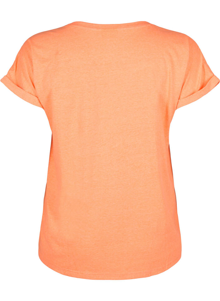 T-shirt van katoen in neon kleur, Oranje, Packshot image number 1