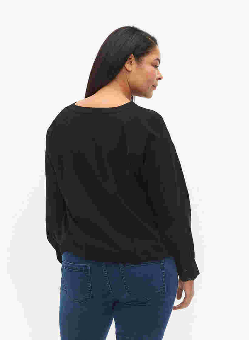 Viscose blouse met v-hals, Black, Model image number 1