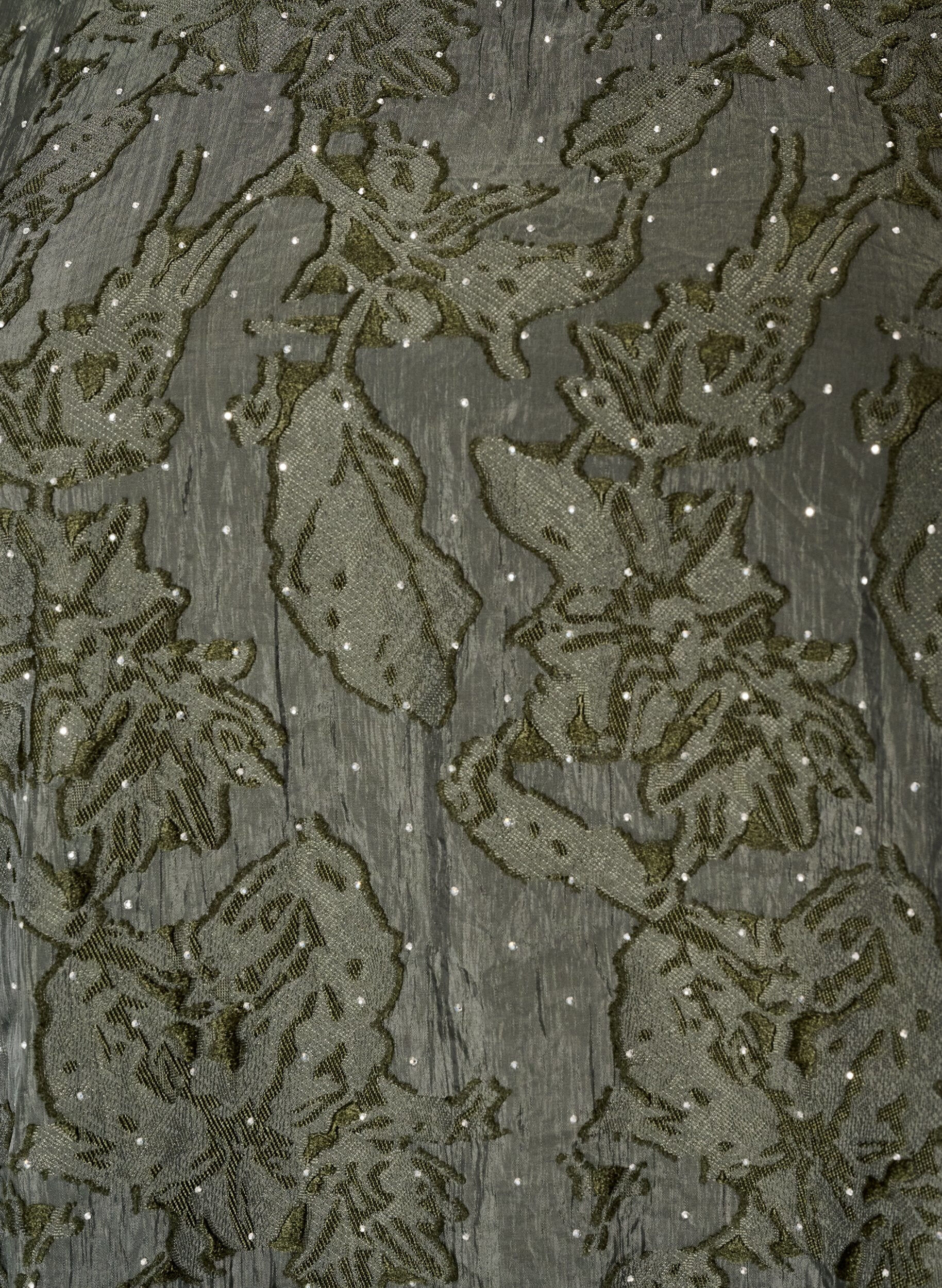 ZizziJacquard jurk met glanzende details en pofmouwen, Groen, Packshot image number 2