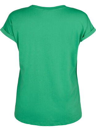 T-shirt met korte mouwen van katoenmix, Kelly Green, Packshot image number 1