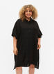 Lang hemd van viscose met structuur, Black, Model image number 0