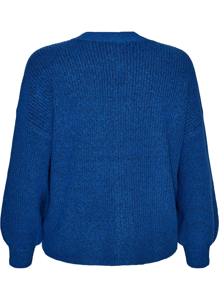 Geribde cardigan met knopen, Blauw, Packshot image number 1