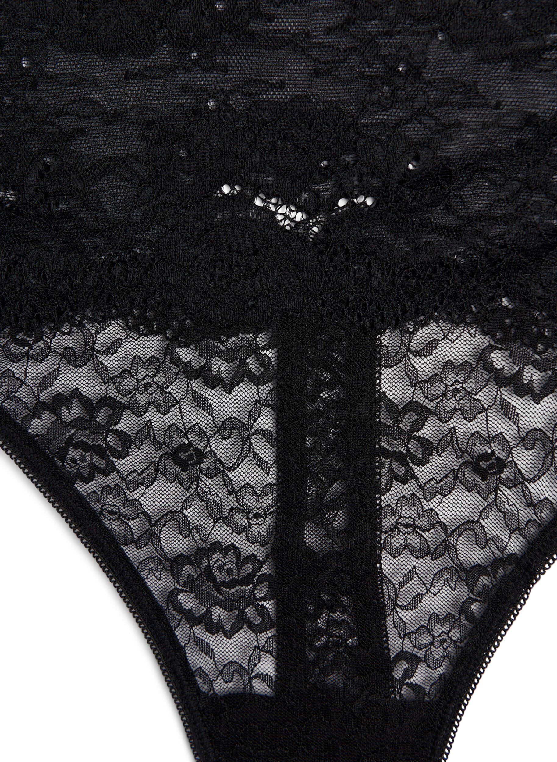 Zizzi2-pack g-string onderbroeken, Zwart, Packshot image number 3