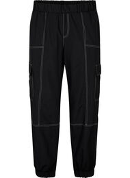 Cargobroek met contrasterende stiksels, Black