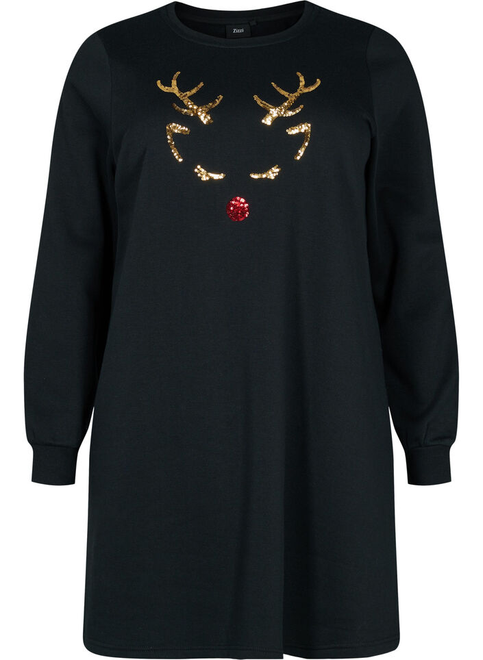 Kersttrui jurk, Black Reindeer, Packshot image number 0