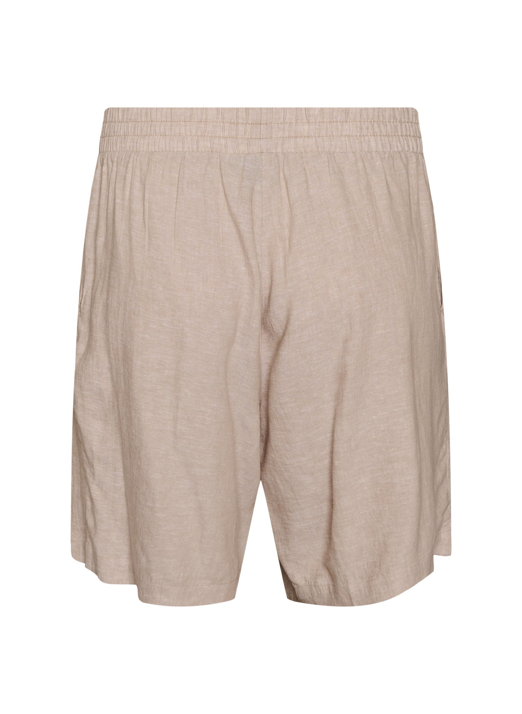 Zizzi Shorts met hoge taille in linnen en viscose, Beige, Packshot image number 1