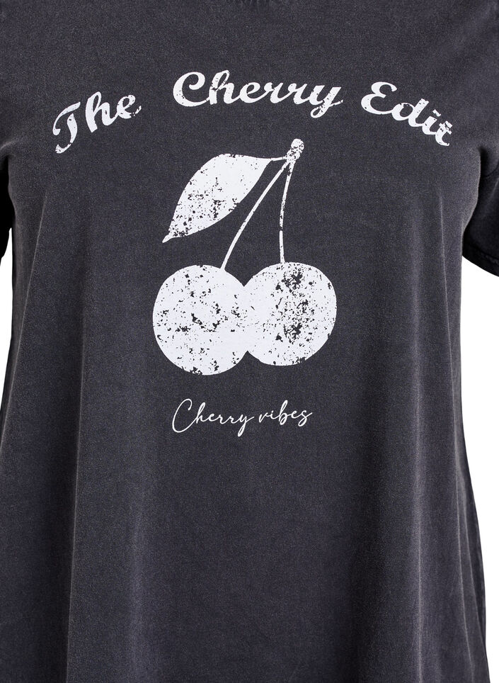 Organisch katoenen T-shirt met print, Grijs, Packshot image number 2