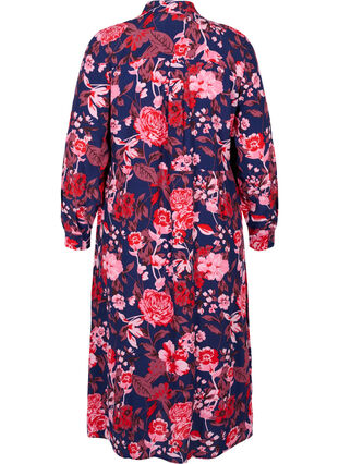 Gebloemde viscose jurk met verstelbaar trekkoord, Flower AOP, Packshot image number 1