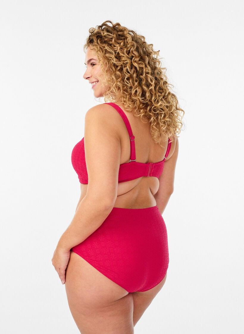 Bikinibroekjes met een structuurpatroon en normale taille, Roze, Model image number 1
