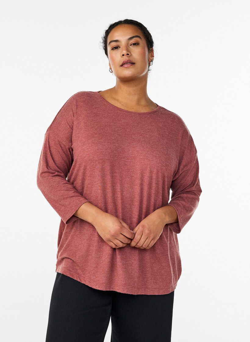 Jersey blouse met 3/4 mouwen, Rood, Model image number 0