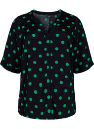 Viscose blouse met stippen, Black jol Green dot