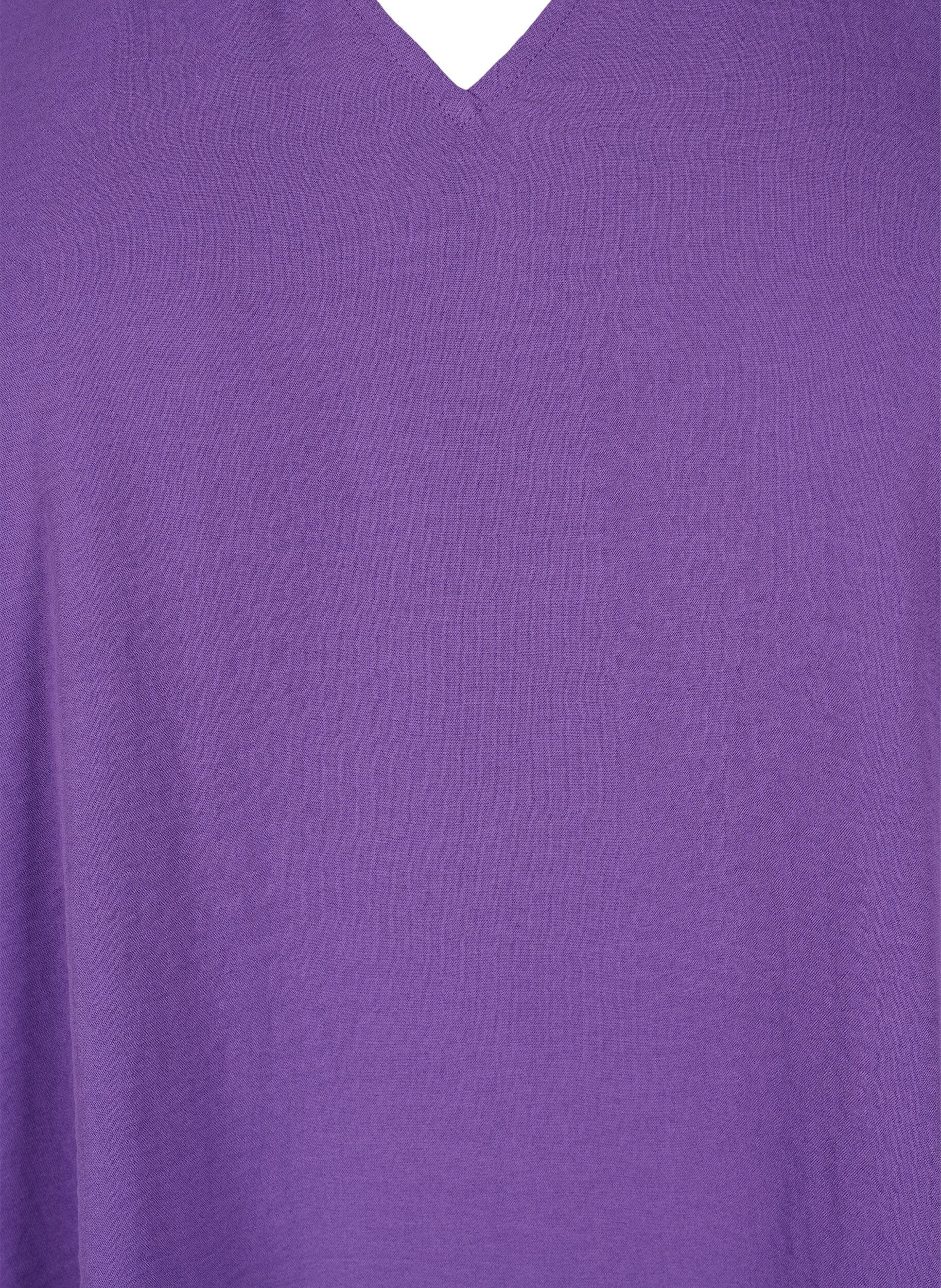 Zizzi V-hals blouse met lange mouw, Pansy, Packshot image number 2