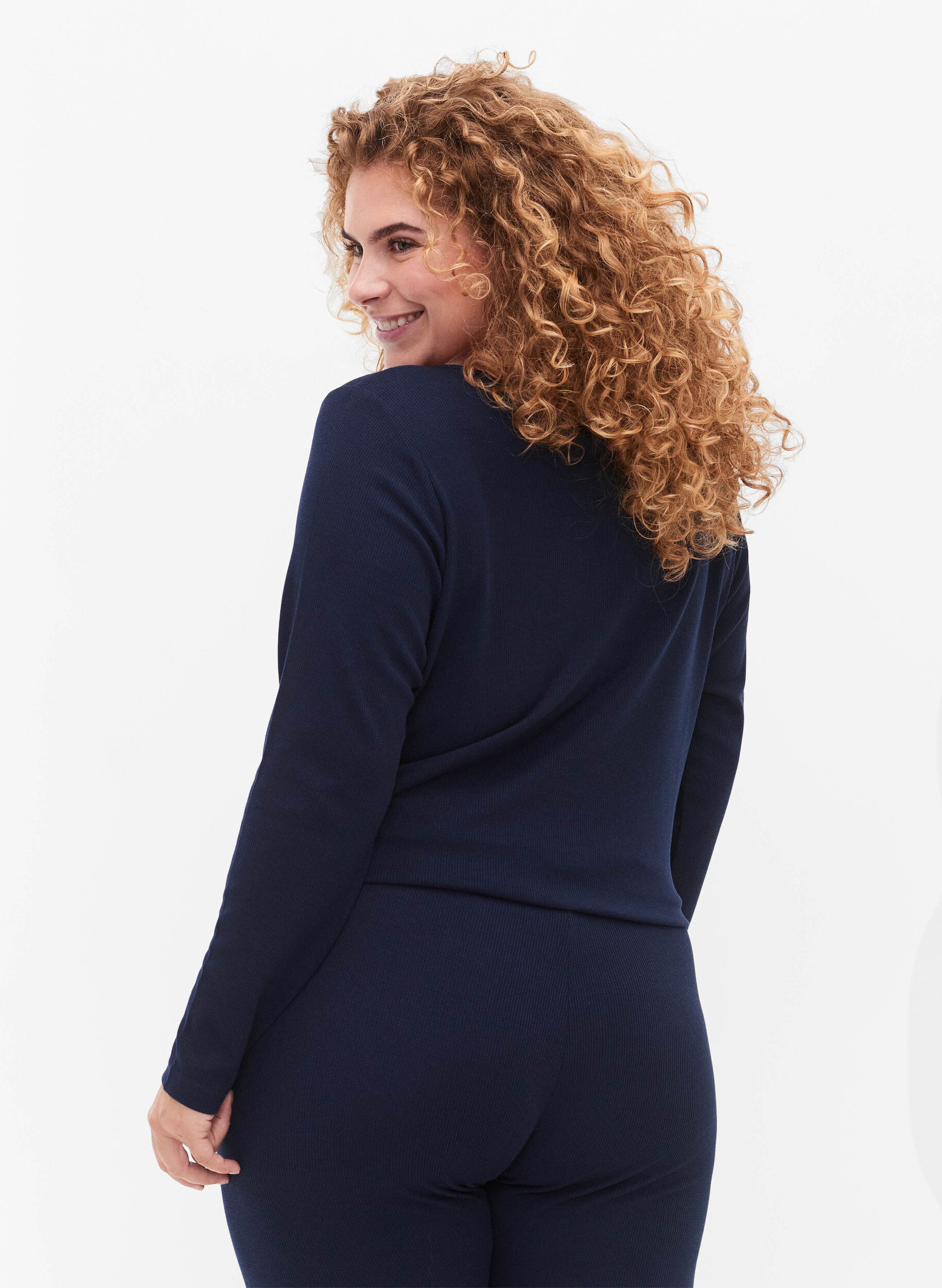 Zizzi Nachthemd met lange mouw, Navy Blazer, Model image number 1