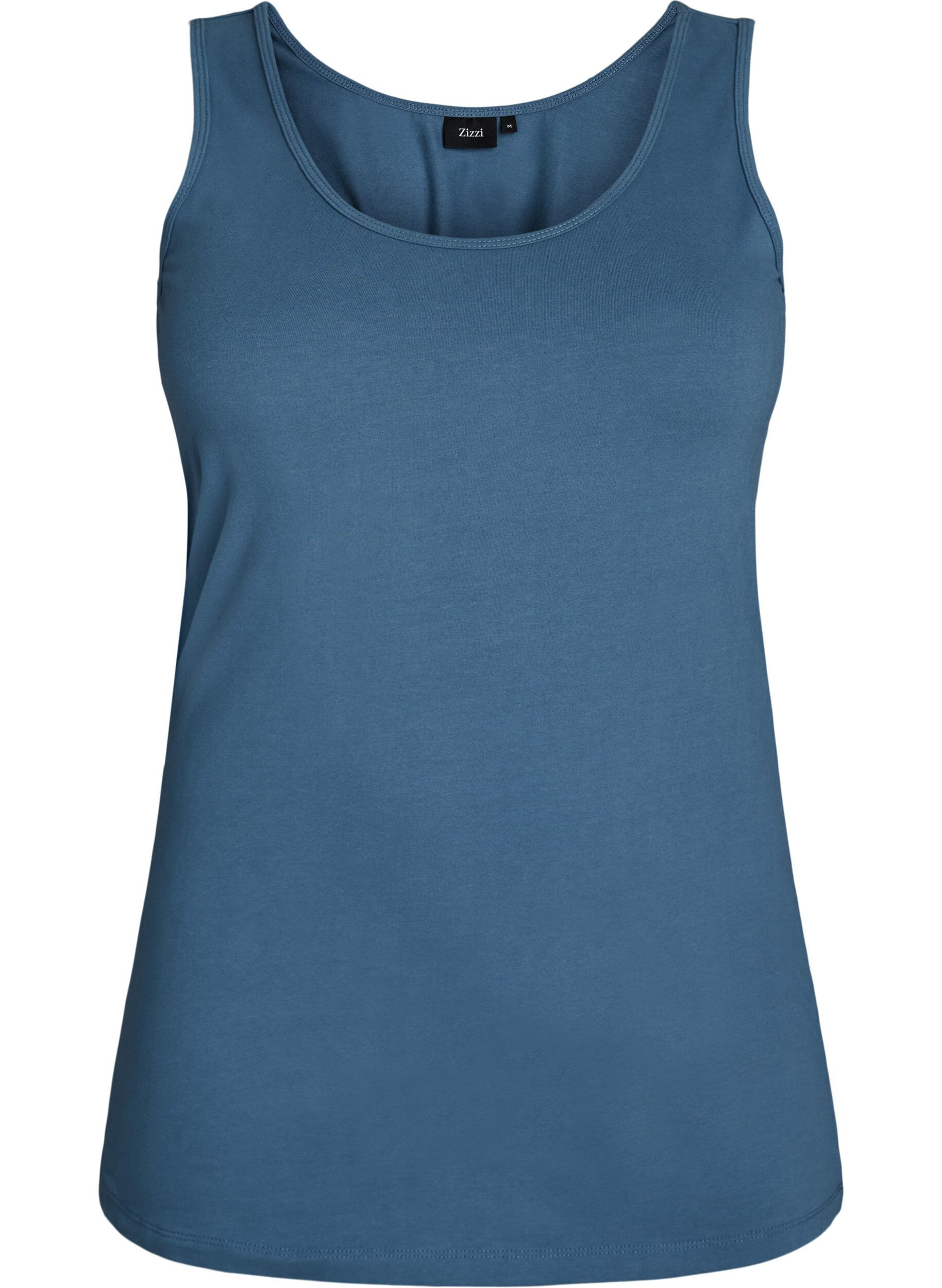Zizzi Effen basic top in katoen, Grijs, Packshot image number 0