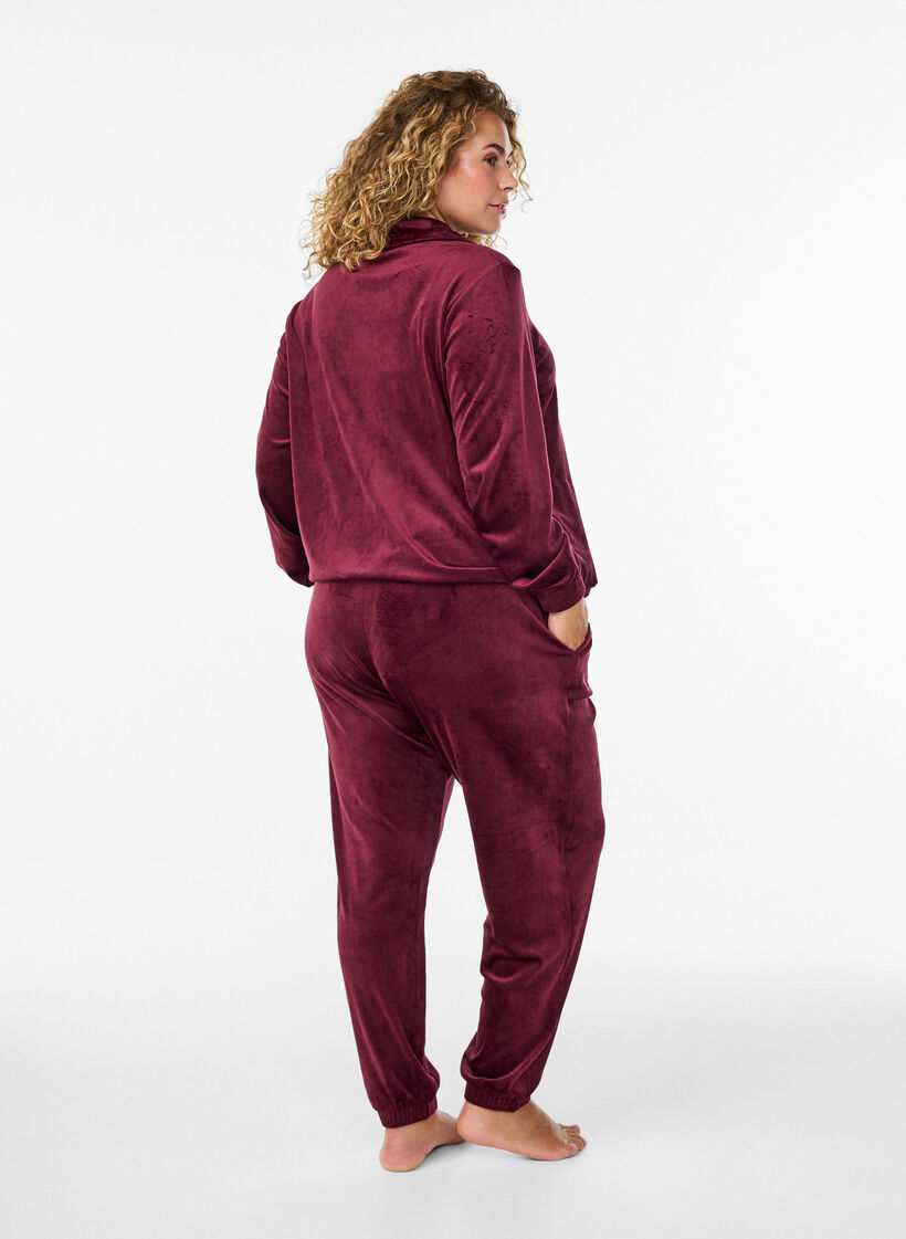 Losvallende fluwelen broek, Rood, Model image number 1