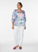 Blouse met satijn-look en paisleyprint met 3/4 mouwen, Blauw, Model image number 1