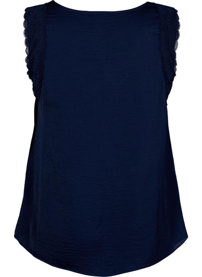 Top met kant en gekruist accent, Navy, Packshot image number 1