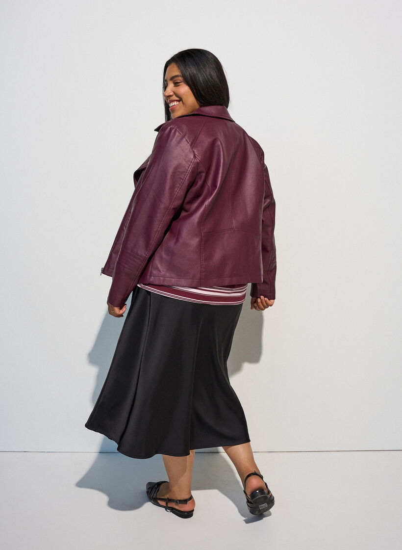 Satijnen midi rok, Zwart, Model image number 2