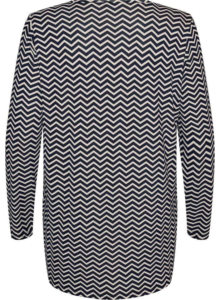 Gedessineerde blouse met lange mouwen, Blauw, Packshot image number 1