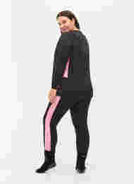 Ski legging met contrasterende streep, Black w. Sea Pink, Model