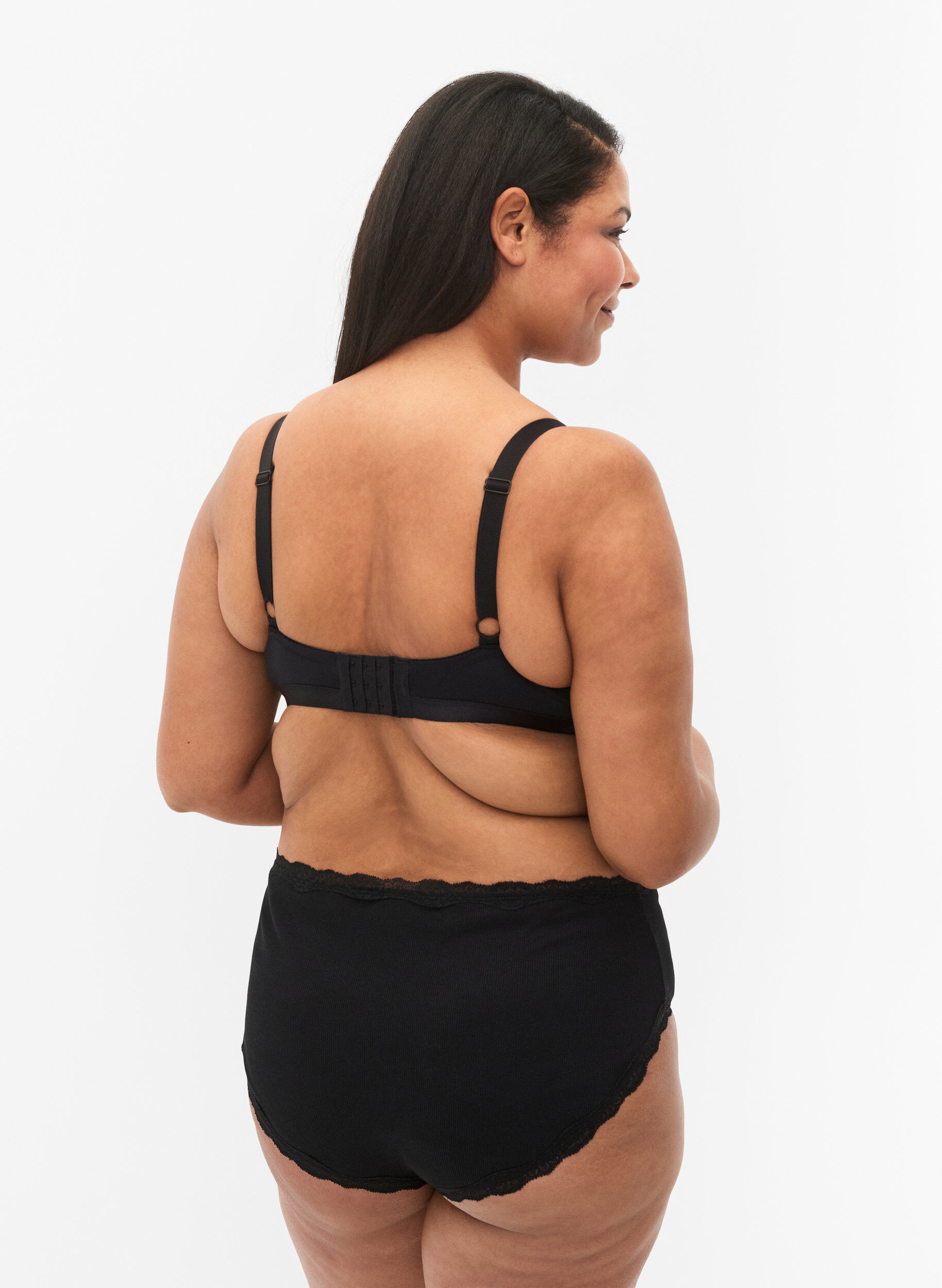 Zizzi 2-pack slipjes met kanten randje, Black/Black, Model image number 1