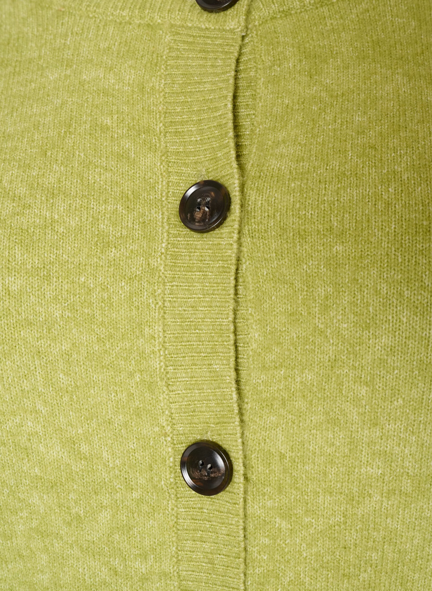 ZizziCardigan met knopen en een ronde voorkant, Groen, Packshot image number 2