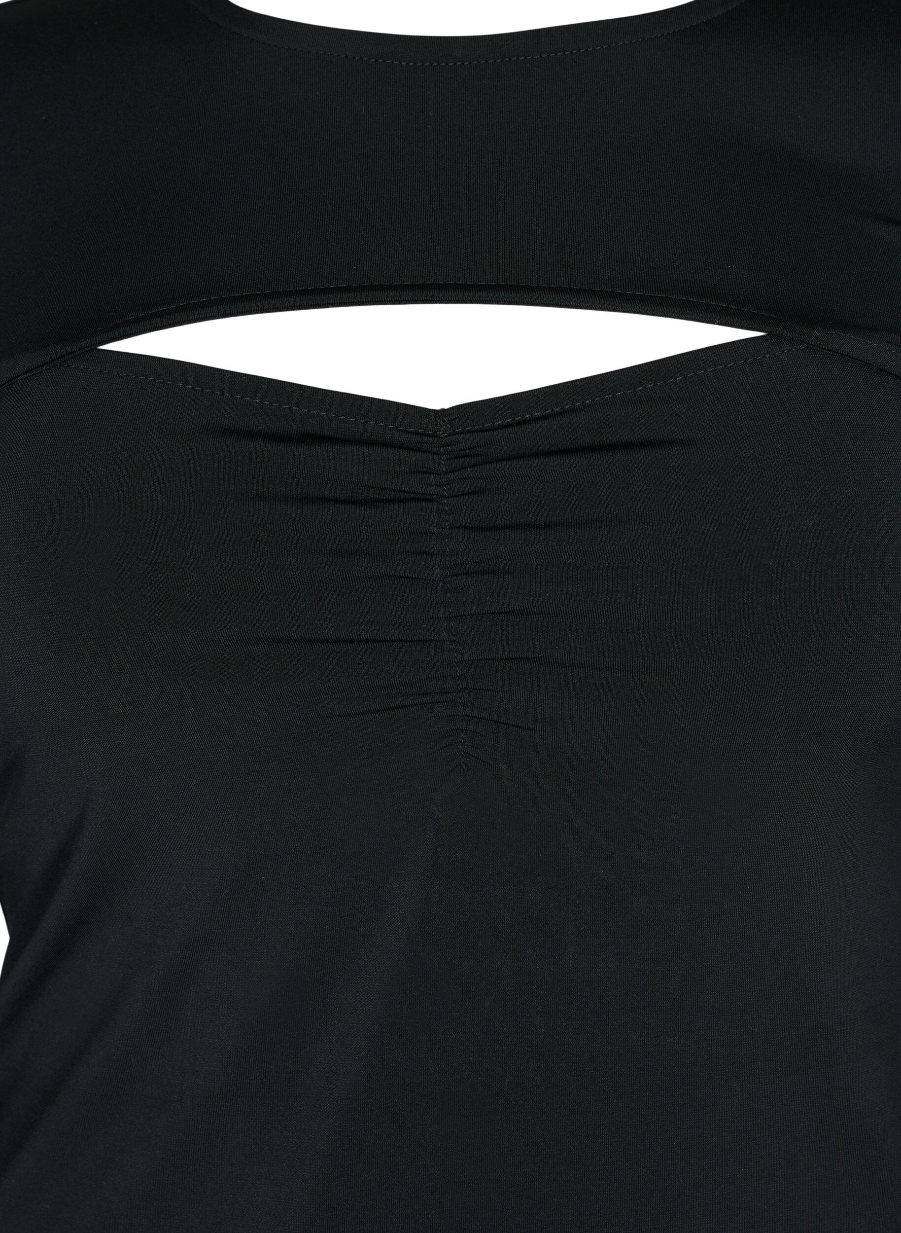 Zizzi Gesneden blouse met lange mouw, Black, Packshot image number 2