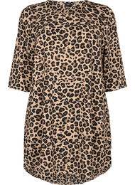 Bedrukte jurk met 3/4 mouwen, Leopard