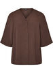 Shirtblouse met V-hals en 3/4 mouwen, Bruin, Packshot image number 0
