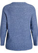 Gem&ecirc;leerde gebreide blouse met ronde hals, Blauw, Packshot image number 1