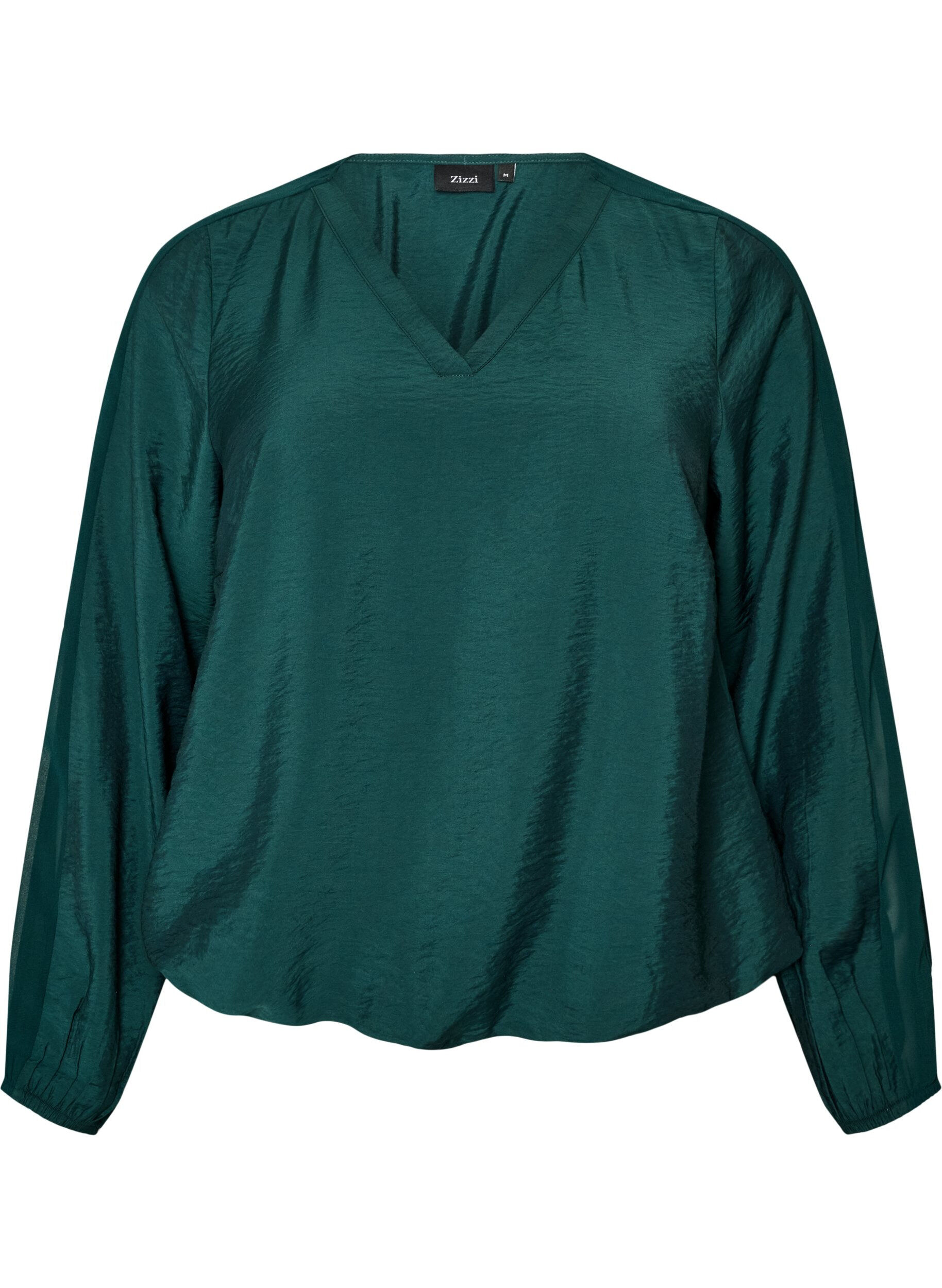 Blouse met balloneffect en chiffondetails