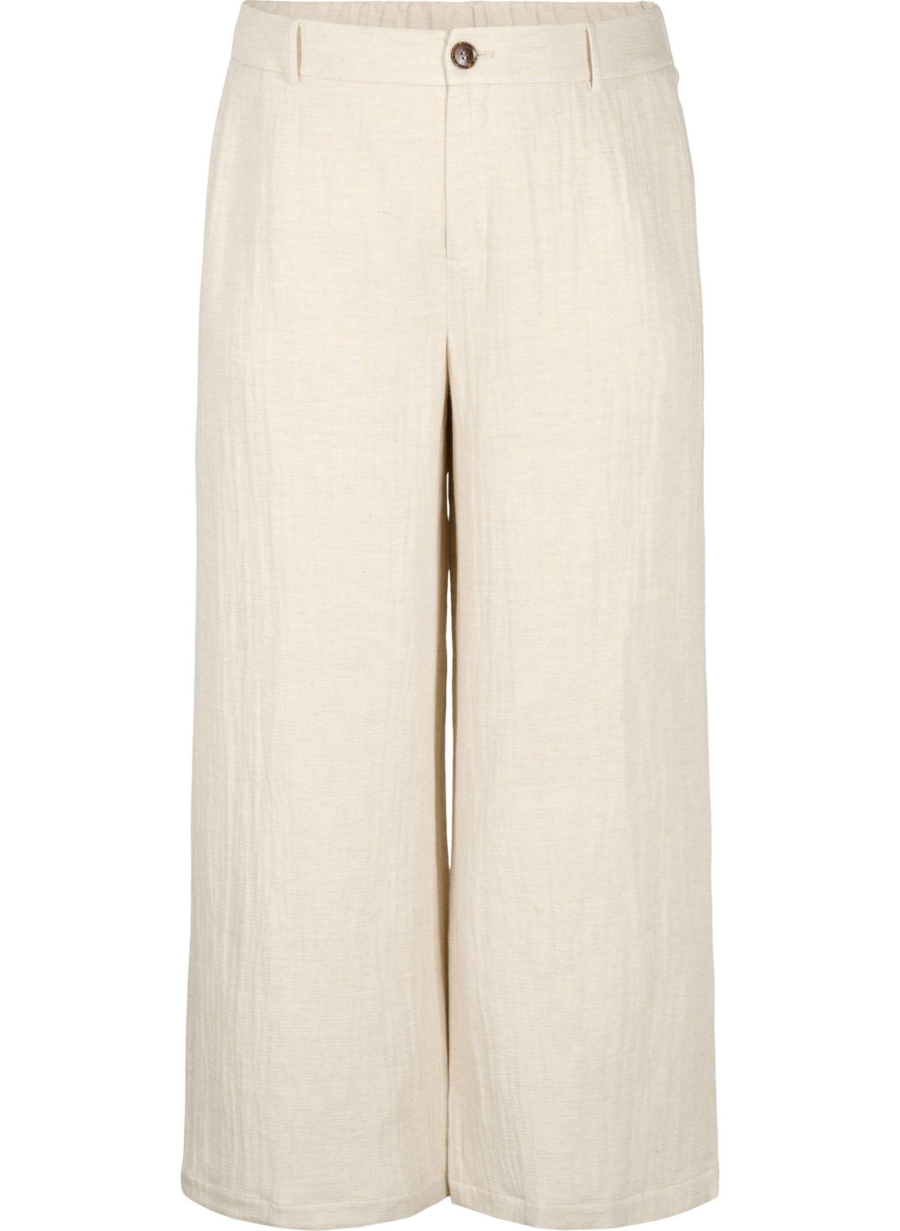 Zizzi Pantalon van een materiaalmix met linnen, Rainy Day, Packshot image number 0