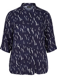 Viscose blouse met 3/4 mouwen en print, Night Sky Rain