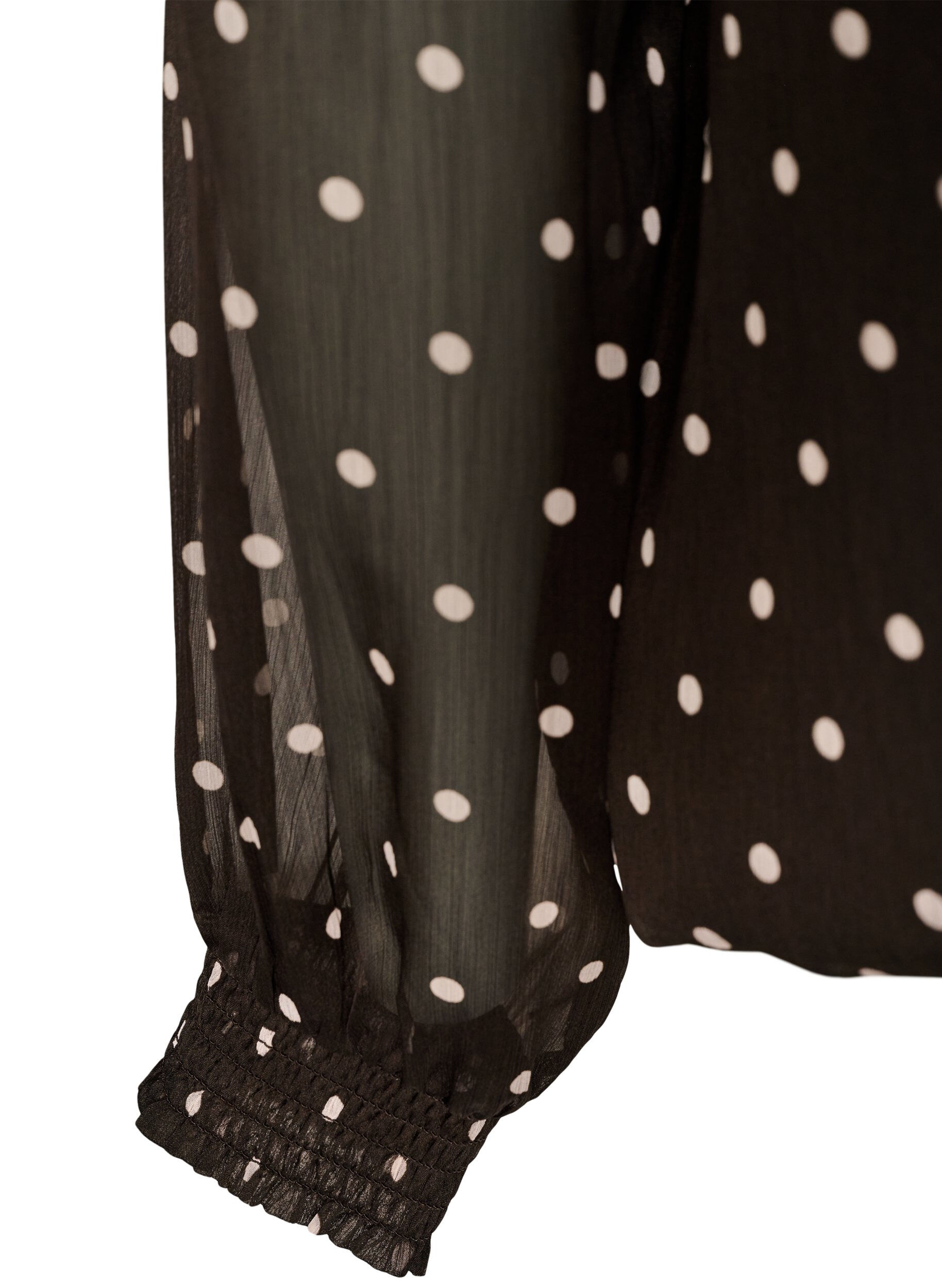 ZizziChiffon blouse met stippen en doorschijnende mouwen, Bruin, Packshot image number 3