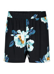 Losse shorts van viscose, Black Big Flower