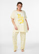 Pyjamabroek in zachte jersey met hoge taille en fruitprint, Geel, Model image number 0