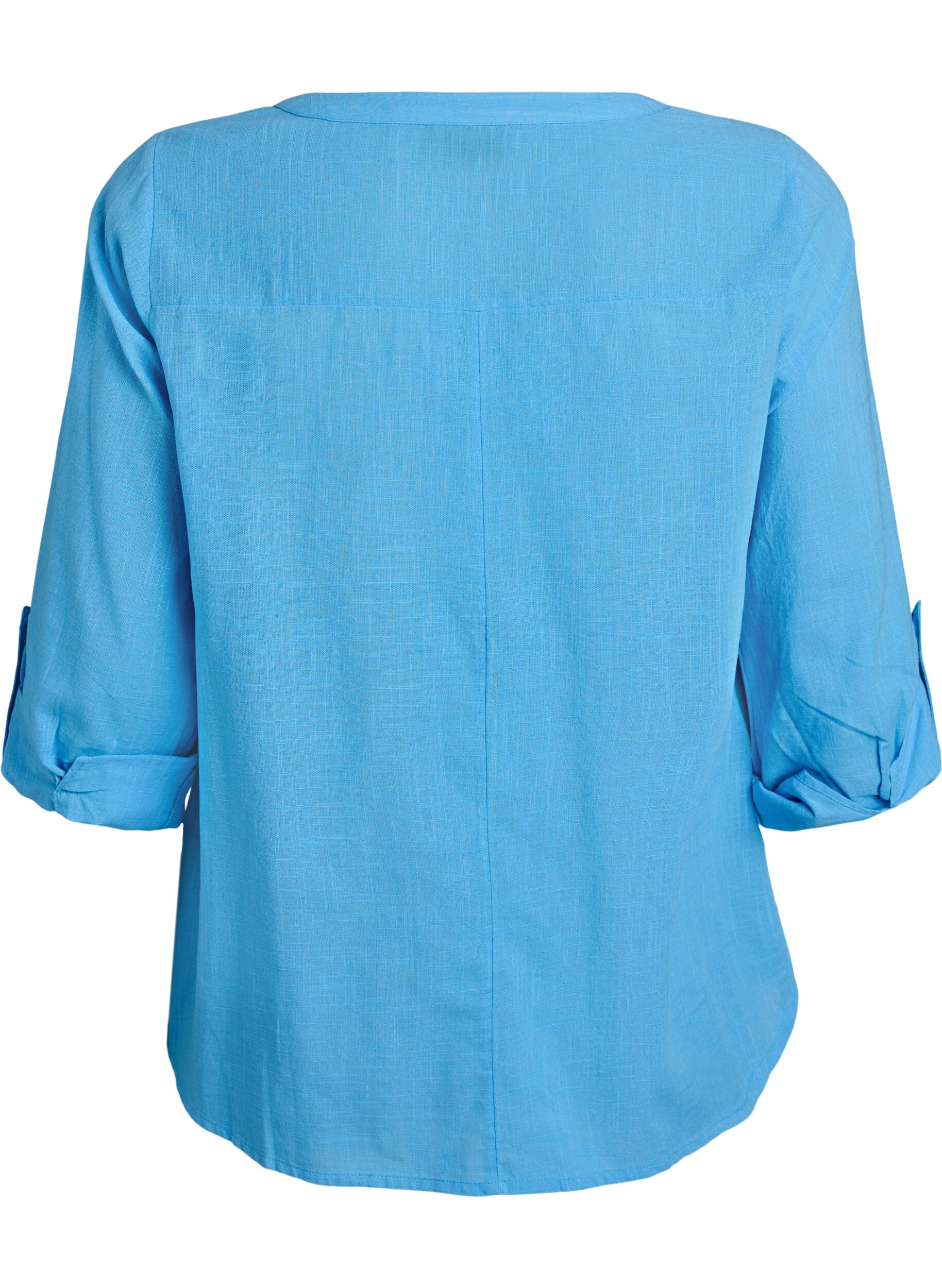 Zizzi Katoenen blouse met V-hals, Blauw, Packshot image number 1