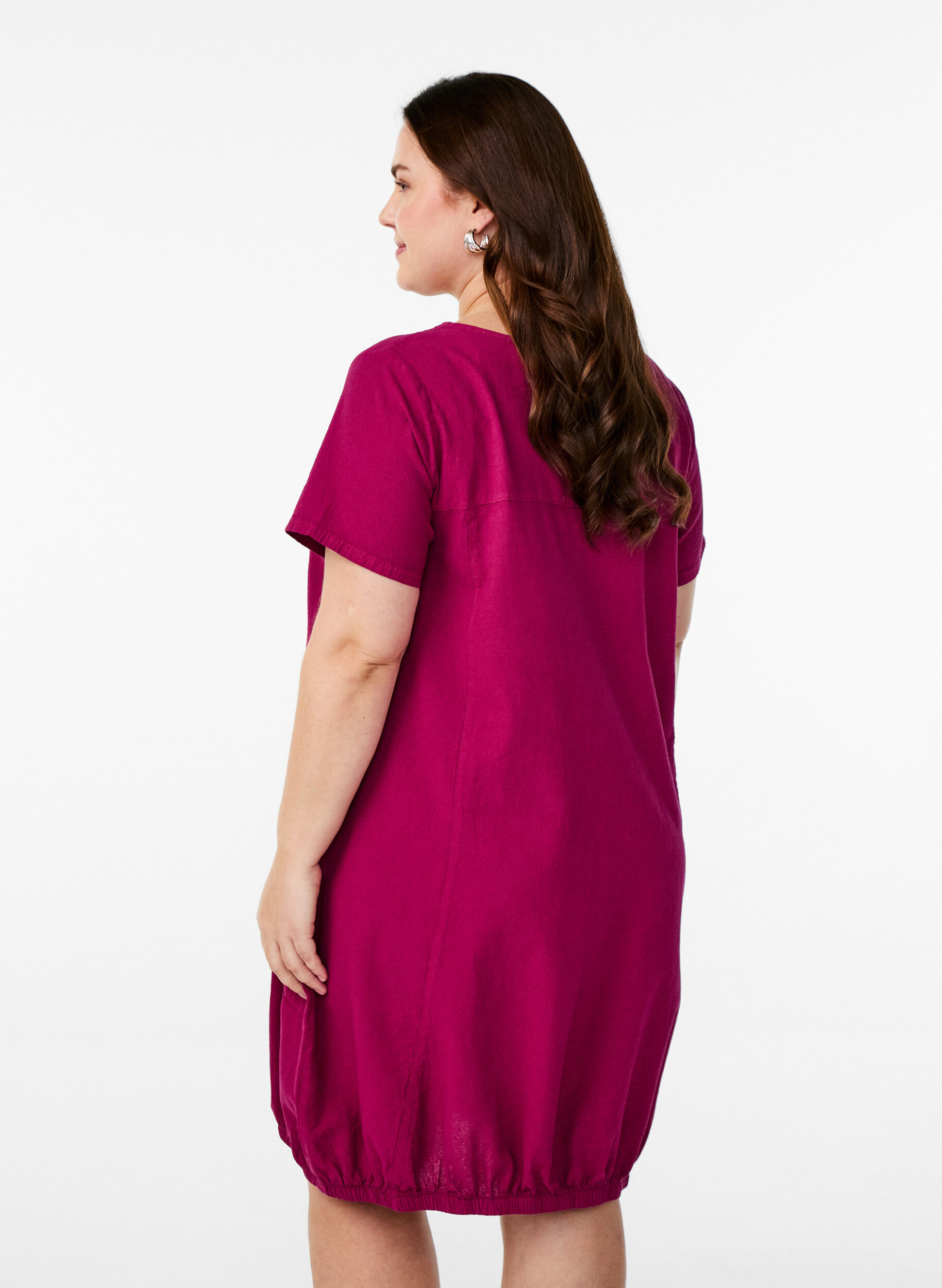 ZizziKatoenen jurk met korte mouwen, Rood, Model image number 2