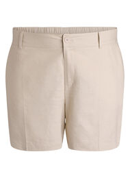 Bermuda shorts met hoge taille in linnen en viscose, Beige