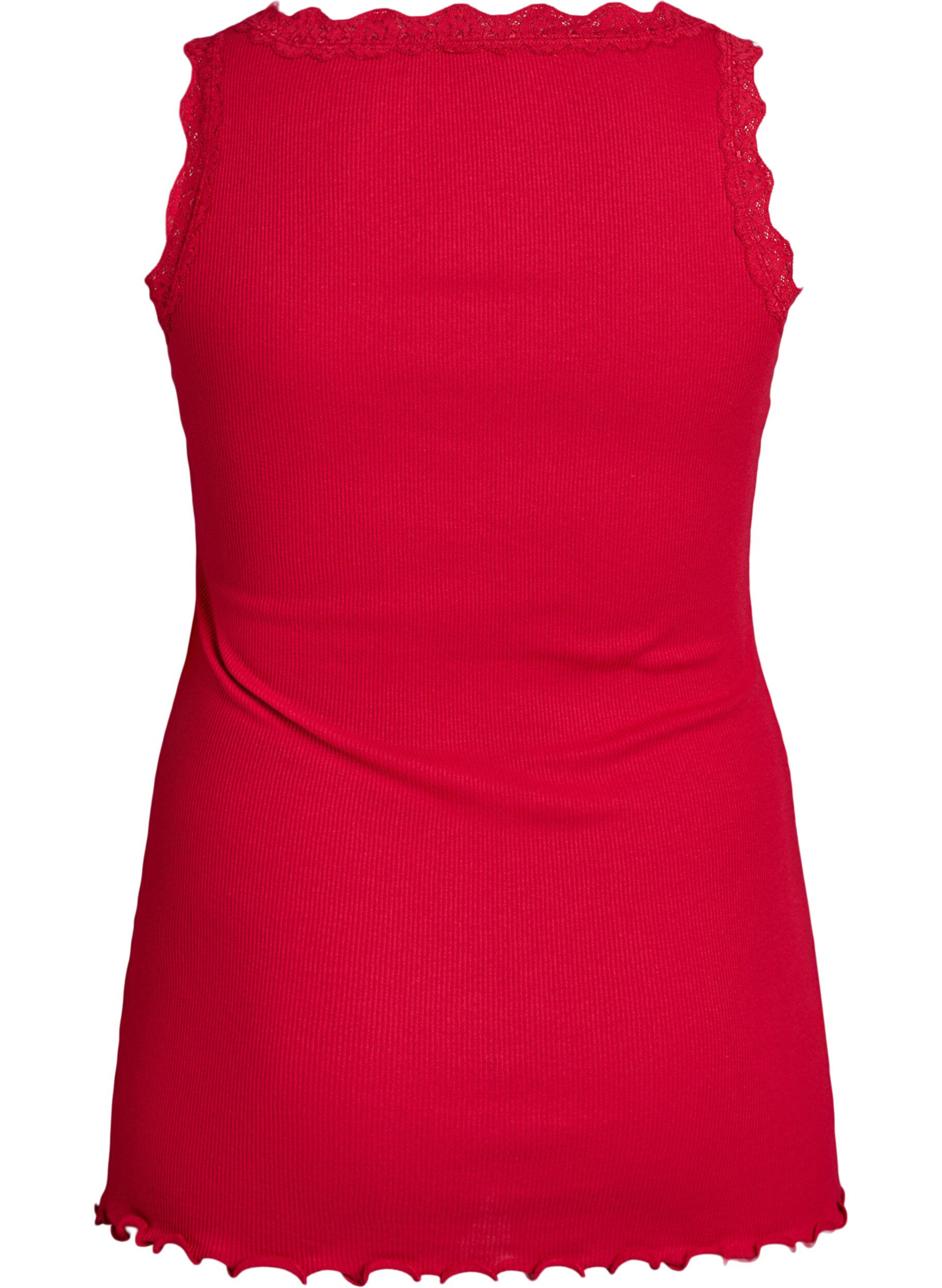ZizziTop met kanten afwerking, Rood, Packshot image number 1